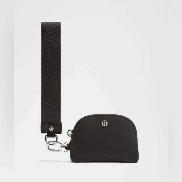 Lululemon NWT Dual Pouch Wristlet Plush Fleece Black Silver Hardware